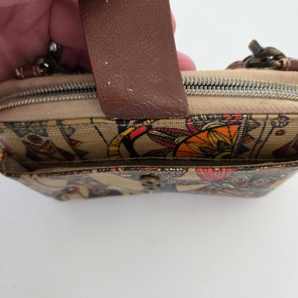 Sakroots Crossbody Wallet Multicolor Owl Print Coated Canvas Womens Small - Picture 4 of 7